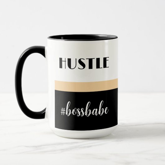 Minimal Personalisiert Hustle Boss Babe Tasse (Links)