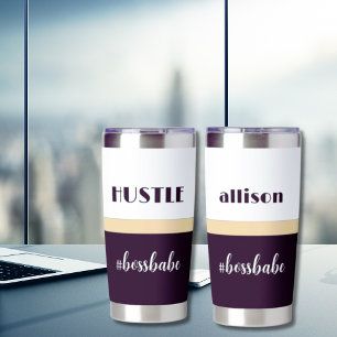 Minimal Personalisiert Hustle Boss Babe Thermobecher
