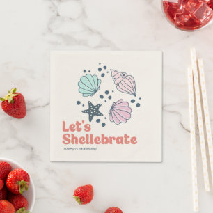 Minimal Personalisiert Seashell Geburtstag Serviette