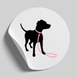 Minimal Pet Silhouette Dog Walking Classic Runder Aufkleber