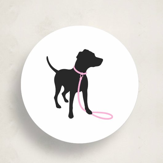 Minimal Pet Silhouette Dog Walking Classic Runder Aufkleber