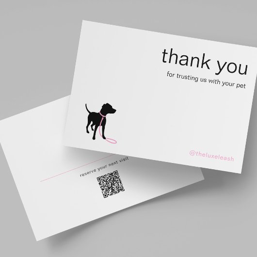 Minimal Pet Silhouette Dog Walking QR Code Dankeskarte