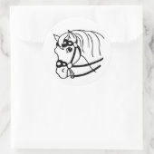 Minimal Pferdekopf Retrostil Tierart Runder Aufkleber (Tasche)