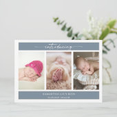 Minimal Photo Baby Introducing Announcement Card Einladung (Stehend Vorderseite)