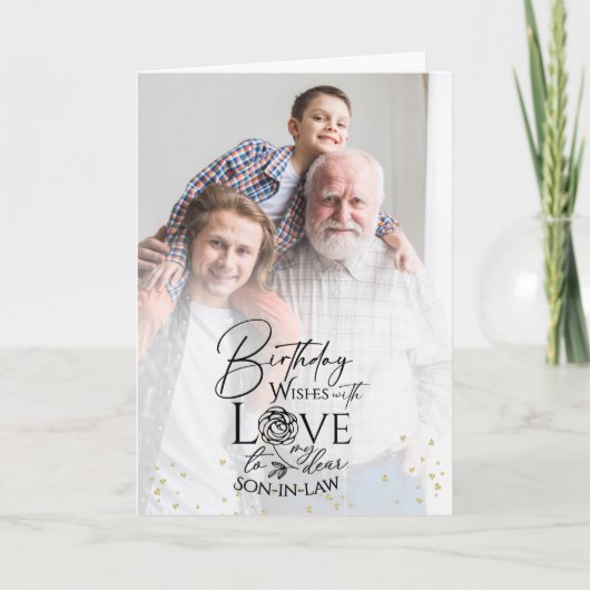 Minimal Photo Birthday Keepsake Son-in-law Karte (Vorderseite)