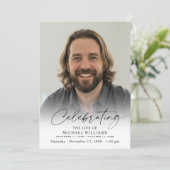 Minimal Photo Celebration of Life Funeral Memorial Einladung (Stehend Vorderseite)