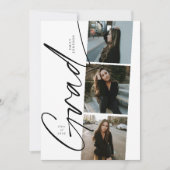 Minimal Photo Collage Modern Script Graduation Einladung (Vorderseite)
