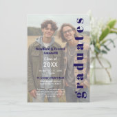 Minimal Photo Editorial Style Double Graduation Einladung (Stehend Vorderseite)