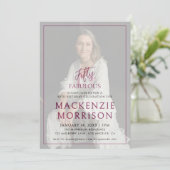 Minimal Photo Fifty and Fabulous Birthday Party Einladung (Stehend Vorderseite)