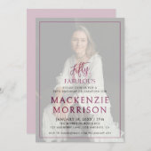 Minimal Photo Fifty and Fabulous Birthday Party Einladung (Vorne/Hinten)