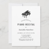 Minimal Piano White Recital Invitation Einladung (Vorderseite)
