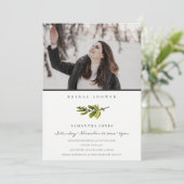 Minimal Pine Branch Foto Brautparty laden Dankeskarte (Stehend Vorderseite)