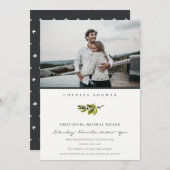 Minimal Pine Branch Foto Paare Dusche einladen Dankeskarte (Vorne/Hinten)