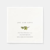 Minimal Pine Branch Unsere erste Weihnachtsfreude Serviette (Vorderseite)