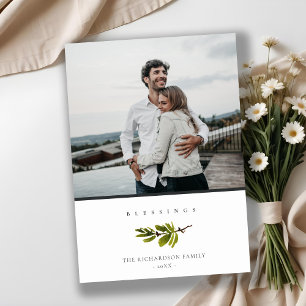 Minimal Pine Branch Weihnachts-Segeln Foto Feiertagskarte