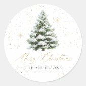 Minimal Pine Tree Christmas Classic Round Sticker (Vorderseite)