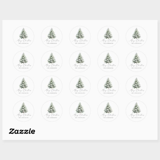 Minimal Pine Tree Christmas Runder Aufkleber (Blatt)