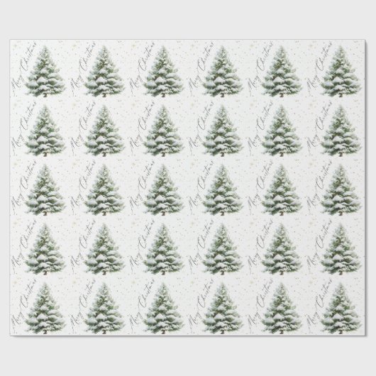 Minimal Pine Tree Merry Christmas Geschenkpapier (Flach)
