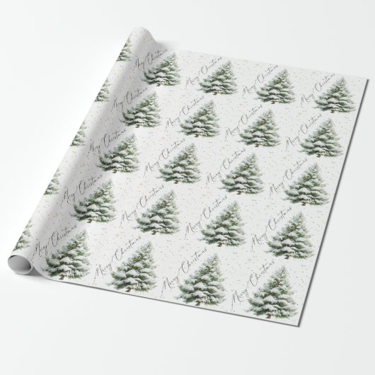 Minimal Pine Tree Merry Christmas Geschenkpapier (Ungerollt)