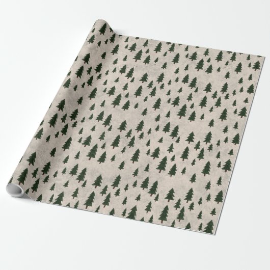 Minimal Pine Trees Pattern Wrapping Paper Geschenkpapier (Ungerollt)