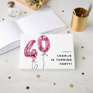 Minimal Pink 40 Ballon 40. Geburtstagsfeier Gästebuch