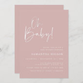 Minimal Pink Baby Dusche Einladung (Vorne/Hinten)