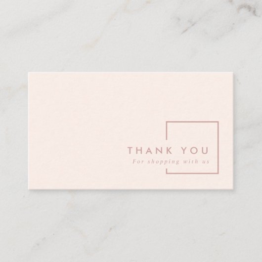 MINIMAL PINK BLUSH RECTANGLE DANK DANK IHNEN LOGIE VISITENKARTE (Vorderseite)