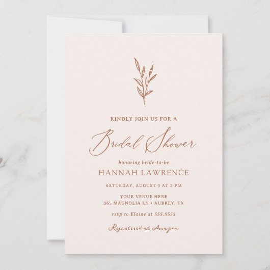 Minimal Pink Boho Brautparty Einladung (Vorderseite)