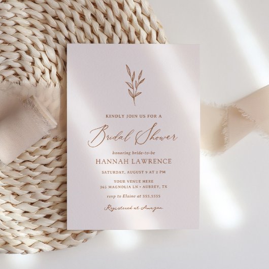 Minimal Pink Boho Brautparty Einladung