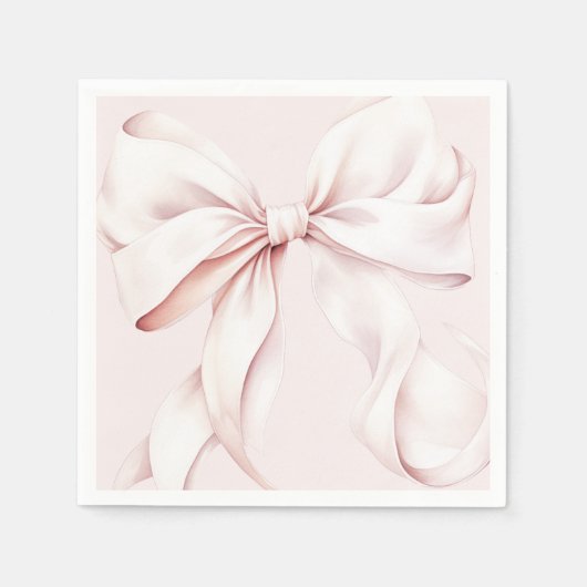 Minimal Pink Bow Paper Napkin Serviette (Vorderseite)