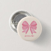 Minimal Pink Bow Sweet Birthday Girl Button (Vorne & Hinten)