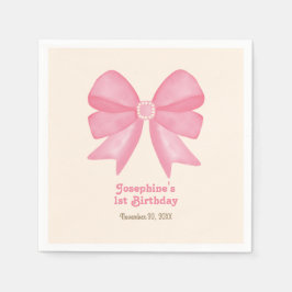 Minimal Pink Bow Sweet Girl Geburtstag Serviette