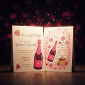 Minimal Pink Champagne Galentines Invitation Einladung