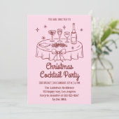 Minimal Pink Christmas Cocktail Party Invitation Einladung (Stehend Vorderseite)