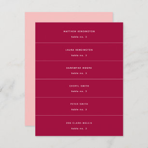 Minimal Pink Fuchsia Magenta Hochzeit Platzkarten