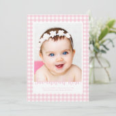 Minimal Pink Gingham Karo Muster Foto Ankündigung (Stehend Vorderseite)