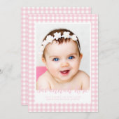 Minimal Pink Gingham Karo Muster Foto Ankündigung (Vorne/Hinten)