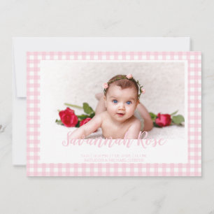 Minimal Pink Gingham Karo Muster Foto Ankündigung