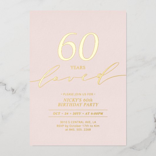 Minimal Pink & Gold Milestone Birthday  Folieneinladung (Vorderseite)
