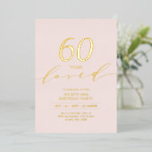 Minimal Pink & Gold Milestone Birthday  Folieneinladung (Stehend vorne)