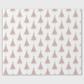 Minimal Pink Gold Weihnachtsbaum Geschenkpapier (Flach)