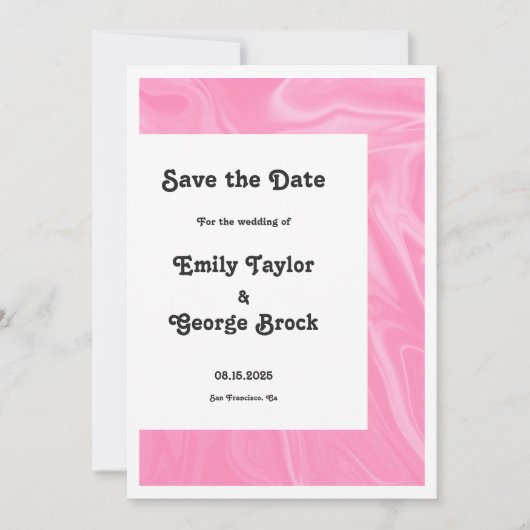 Minimal Pink Kalligraphie Abstrakte Hochzeit Save The Date (Vorderseite)