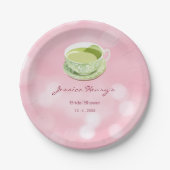 Minimal Pink Matcha Brautparty Pappteller (Vorderseite)