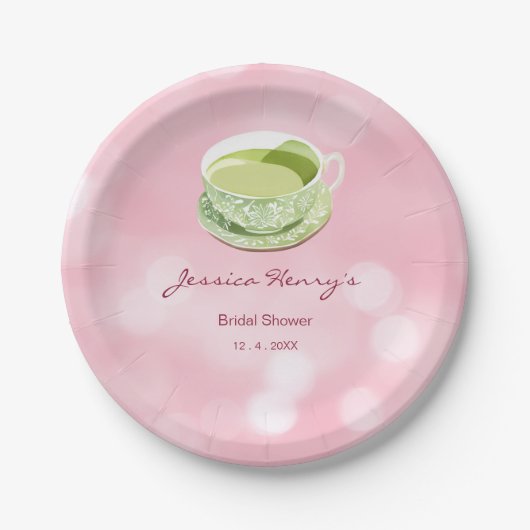 Minimal Pink Matcha Brautparty Pappteller (Vorderseite)