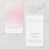 Minimal Pink Ombre Monogram Visitenkarte (Vorne/Hinten)