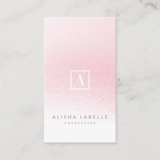 Minimal Pink Ombre Monogram Visitenkarte (Vorderseite)