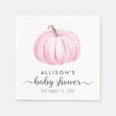 Minimal Pink Pumpkin Watercolor Kindermädchendusch Serviette (Vorderseite)