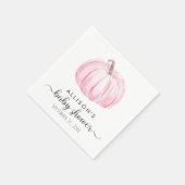 Minimal Pink Pumpkin Watercolor Kindermädchendusch Serviette (Ecke)