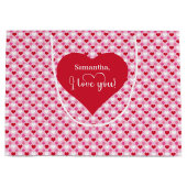 Minimal Pink Red Hearts I Love You Valentine Bag Große Geschenktüte (Vorderseite)