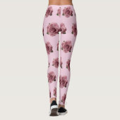 Minimal Pink Rose Design Pattern Leggings (Rückseite)